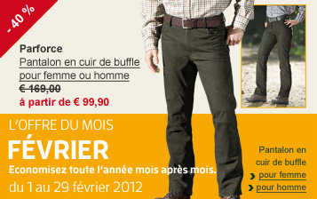Offre du mois: Parforce Pantalon en cuir de buffle
